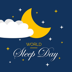 Fototapeta na wymiar World Sleep day is an annual event celebrated each year in March. This is an opportunity to stop and think about your sleeping habits, consider how much they impact your well being.