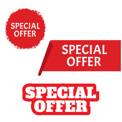 Special Offer grunge red. Vector badge template. Exclusive offer
