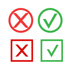 Yes and no accept. Approve sign. Check and choice icons