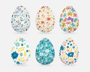 Easter greeting card with decorative eggs and hand lettering