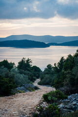 Fototapeta na wymiar Towards Bay of Starinska, Island of Iz, Zadar archipelago, Dalmatia, Croatia