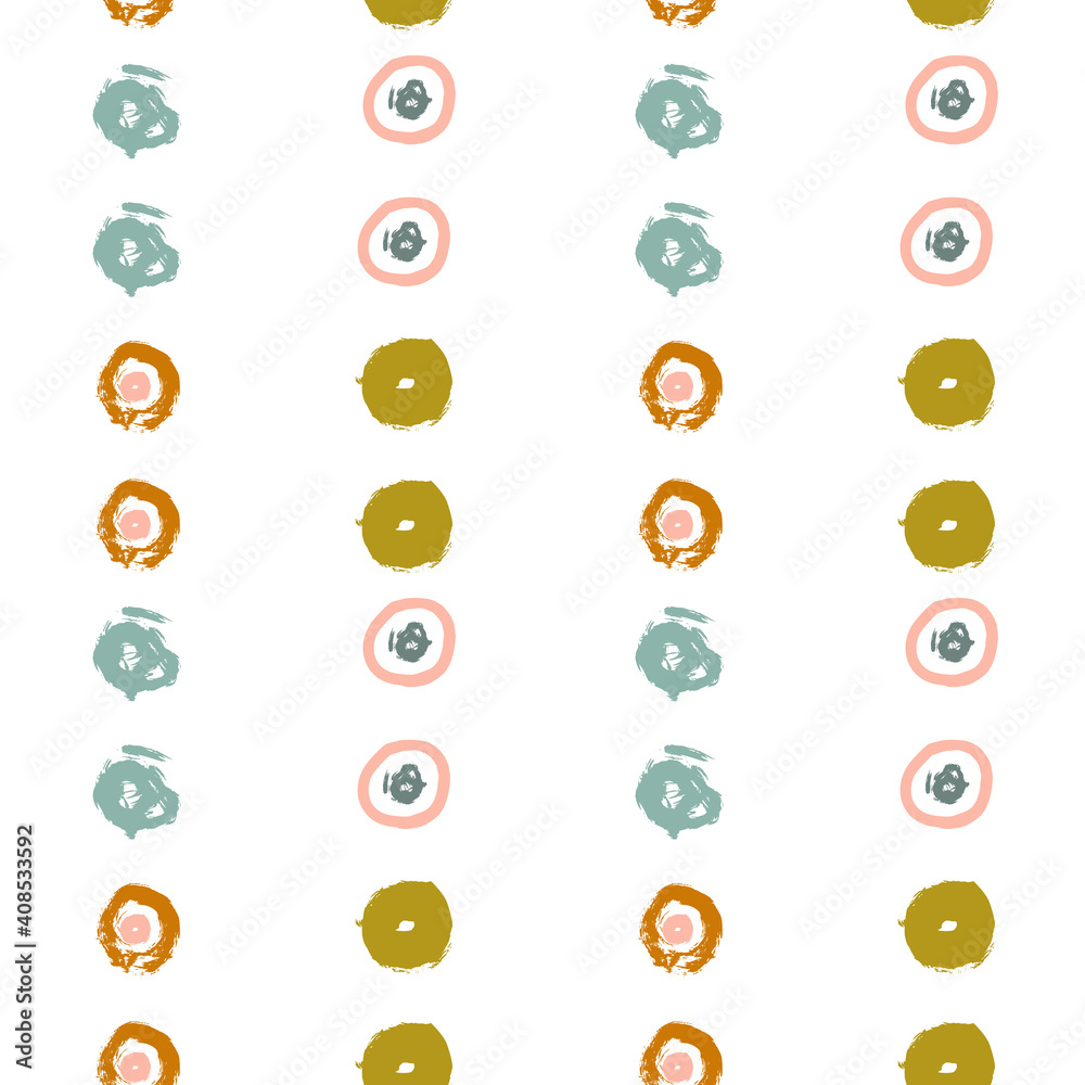 Poster painted circles background. acrylic paint or ink rounded hand painted brush strokes. vector seamless