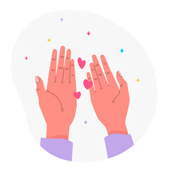 Vector design element. Holding hands. Love, care and friendship