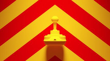 Yellow Joystick with Yellow an Red Chevron Background 3d illustration render    © paul