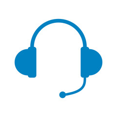 Headset, Kopfhörer - Icon, Symbol, Piktogramm, grafisches Element - Vektor - Kontur - blau