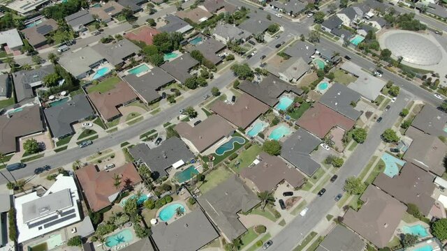 Los Angeles Luxury Homes With Swimming Pools Birds Eye View Aerial Shot L California USA