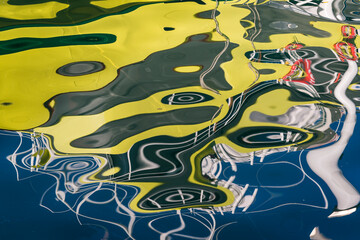 Abstract pattern of boat reflections in the sea, Zadar, Dalmatia, Croatia