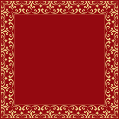 Decorative frame Elegant vector element for design in Eastern style, place for text. Floral golden border. Lace illustration for invitations and greeting cards.