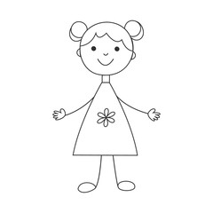 Little girls in a beautiful dress. Isolated over white background. Image