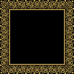 Decorative frame Elegant vector element for design in Eastern style, place for text. Floral golden border. Lace illustration for invitations and greeting cards.