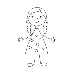 Little girls in a beautiful dress. Isolated over white background. Image