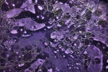 Closeup shot of a purple water surface with bubbles
