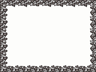 marco de corazones negros con fondo blanco 
