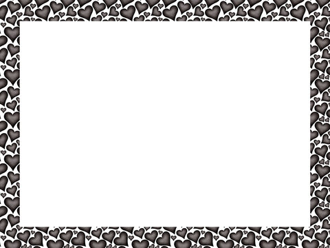 marco de corazones negros con fondo blanco