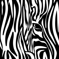 seamless zebra skin texture pattern, repeating pattern with zebra eye, black and white striped animal background