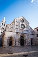 Fototapeta na wymiar Cathedral of St. Anastasia, Romanesque style church from 12th and 13th century, Zadar, Dalmatia, Croatia