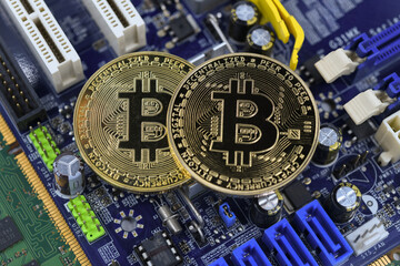 Bitcoin on circuit board