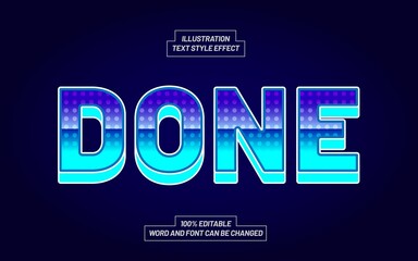 Blue Bold Done Text Effect Style Mockup, Editable Design