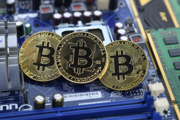 Bitcoin on circuit board