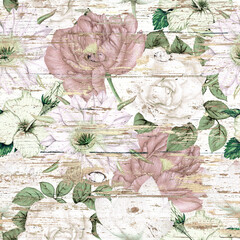 Textured floral pattern, Shabby chic pattern,Hand drawn floral pattern - 408537577