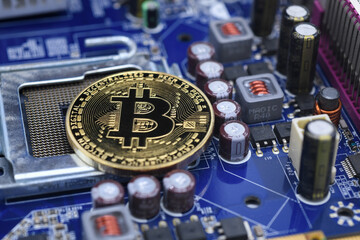 Bitcoin on circuit board