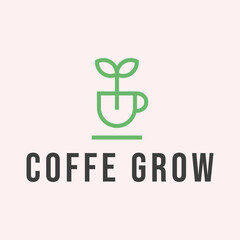 Coffee growth logo design premium