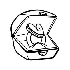 Hand-drawn element for valentines day. Doodles for web, postcard design, congratulations. Ring gift box.
