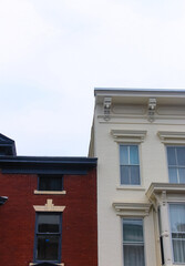 white and red  row house buildings