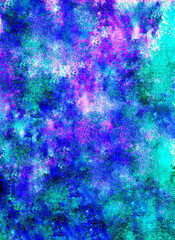 Magic watercolor background hand drawing. Drawing on paper, scanned image.