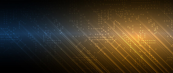 Bytes of binary code run through network. Abstract futuristic technology syberspace