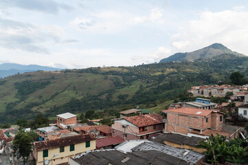 Fototapeta na wymiar Antioquia / Colombia December 16, 2020; view town called Titiribi in Antioquia.