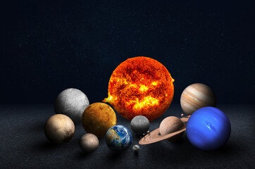 The solar system consists of the Sun, Mercury, Venus, Earth, Mars, Jupiter, Saturn, Uranus,...