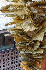 Farmhouse interior decoration, a large bunch of banana leaf hanging pieces