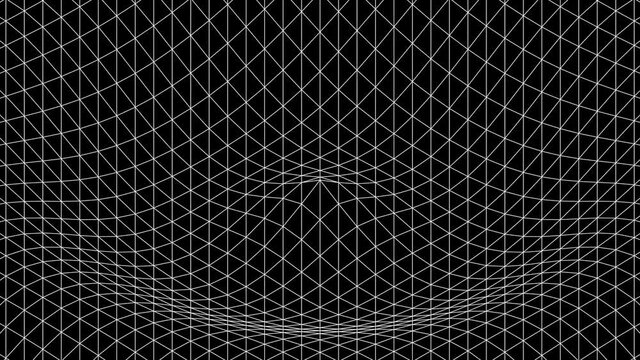 3D animation - White mesh with looping concentric waves on black background