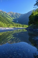 Fototapeta na wymiar 信州 上高地　夏の朝の風景