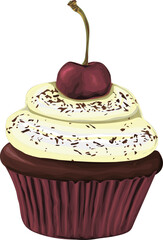 cute cake- stylized cartoon vector isolated on white