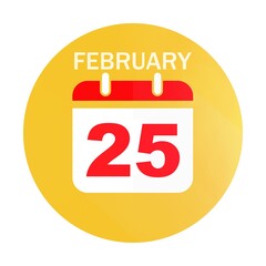 February 25 calendar flat icon