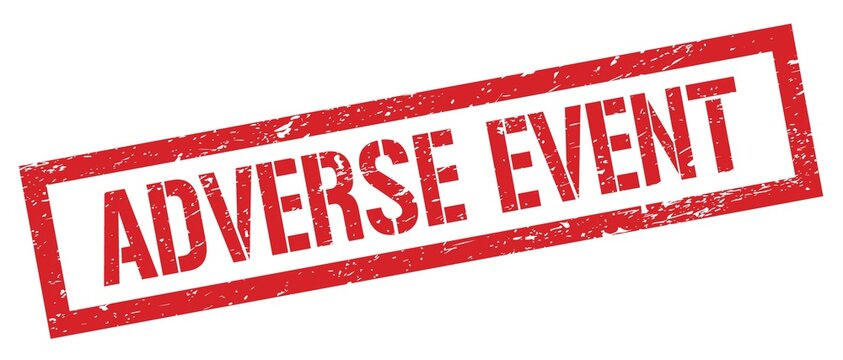 ADVERSE EVENT red grungy rectangle stamp.