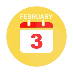February 3 calendar flat icon