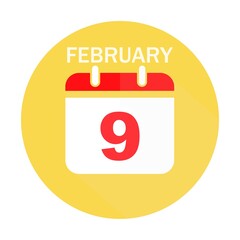 February 9 calendar flat icon