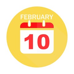 February 10 calendar flat icon