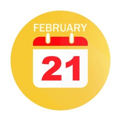 February 21 calendar flat icon