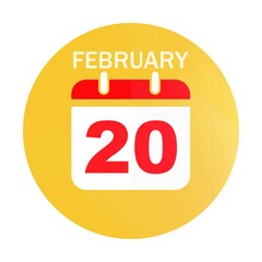 February 20 calendar flat icon