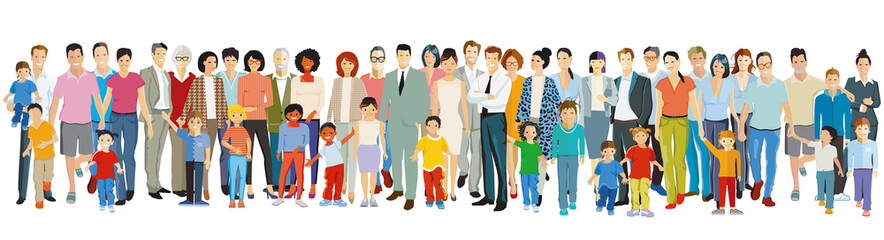 Fototapeta premium Eltern und Kinder mit Großeltern, Familien