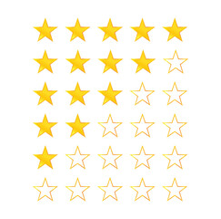 Five stars icon isolated on white background. Stars rating icon for website and mobile apps. Vector illustration