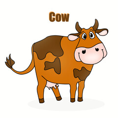 Pets. Cow. An illustration with the image of cartoon animals for children.