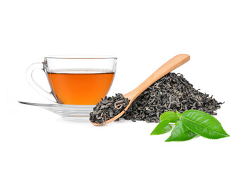 Dried tea leaves isolated on white background