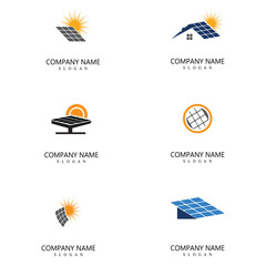 Set solar energy logo vector template