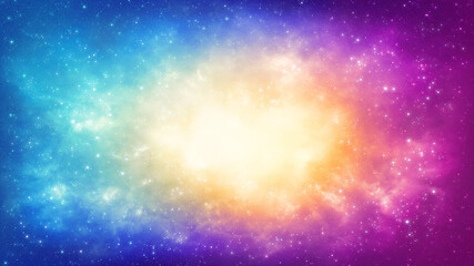 Abstract background of a bright nebula in a multicolored universe full of stars. Realistic illustration