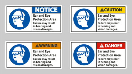 Ear And Eye Protection Area, Failure May Result In Hearing And Vision Damages